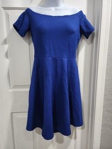 Sarin Matthews sz M Blue off shoulder fit and flare dress. High low hem ... - $13.98