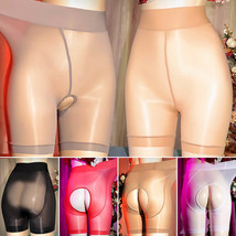 Womens Sheer Open Crotch Boxer Shorts Underwear Shiny Glossy See-through Panties - £5.99 GBP