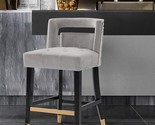 Irithel Counter Stool Chair Velvet Upholstered Nailhead Trim Half Back S... - $360.99