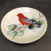 Lefton China Bird Plate Hand-Painted Porcelain w Gold Rim, 4” Diameter - £9.38 GBP