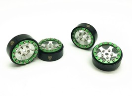 1.0" Aluminum B-Type Beadlock Wheels W/Brass Ring Green/Silver (4) - £41.08 GBP