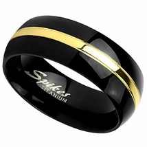Classic Black Gold PVD Plated Titanium Ring Womens Handfasting Wedding Band 6mm - £15.04 GBP