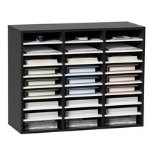 VEVOR 27 Compartments Wood Literature Organizer, Adjustable Shelves, Bla... - $98.99