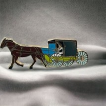 Vintage Carriage Wagon Horse Gold Tone Buggy Stagecoach Brooch Pin KOREA... - $12.08