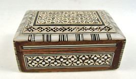 Mother of Pearl Inlaid Mosaic Trinket Jewelry Box     - £31.11 GBP