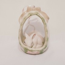 Easter Egg Bunny Rabbit Inside 3&quot; Ornament Hanger Ceramic Decoration  - £18.85 GBP