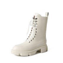 Lace-Up Snow Boots  Platform Boots Split Leather Women Winter Shoes Warm Short P - £112.80 GBP