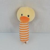 Prestige Stuffed Plush Duck Orange White Yellow Stripe Crinkle Squeak Stick Toy - £19.41 GBP