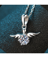 GRA Certified Angel&#39;s Wings 0.5 Carat Moissanite S925 Pendant Necklace - $1,307.86 MXN