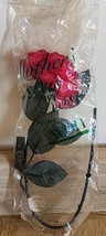Avon Faux Vintage Red Stem Rose with Green Plastic Leaves NOS Hong Kong See Pic - £5.74 GBP