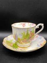 Royal Albert Teacup and Saucer &quot;Kentish Rockery&quot; Green Pink Garden scene... - $24.05