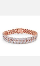 Bracelet En Lien Curb Miami En Or Rose 14K FN Réel Moissanite Pour Homme... - $1,159.66 CAD