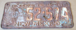 RARE  ORIGINAL 1945 NEW MEXICO LICENSE PLATE   52-674    READY FOR RESTO... - $67.50