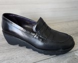 Donald J Pliner Steva Black Leather Wedge Chunky Loafer Women Platform S... - £52.66 GBP