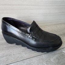 Donald J Pliner Steva Black Leather Wedge Chunky Loafer Women Platform S... - £53.65 GBP