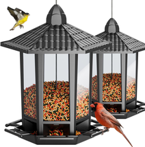 Bird Feeders 2 Pack for Outdoor Hanging, Retro Pagoda Design Fun Installation Bi - £32.05 GBP