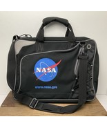 NASA Logo Leeds Briefcase Soft Side Shoulder Travel Bag Black Excellent - $34.60