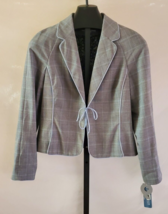 NWT Nine West Black Gray White Blue Plaid Suit Blazer Jacket Size 12 - £25.31 GBP