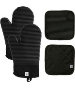 Extra Long Silicone Oven Mitts &amp; Potholders Set Black NEW - $473.31 MXN