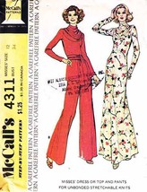 Misses&#39; DRESS, TOP &amp; PANTS for Knits Vintage 1974 McCall&#39;s Pattern 4311 ... - $12.00