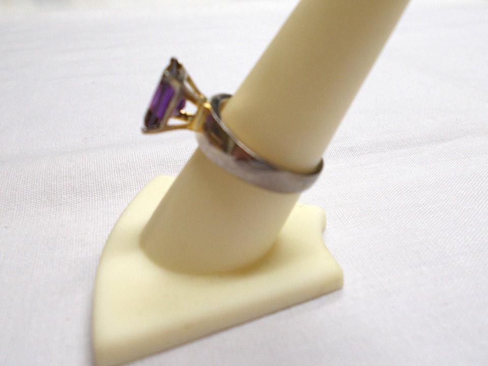 PURPLE MYSTIC TOPAZ FC Rectangle STONE VINTAGE STERLING SILVER RING US SIZE 8 Item image 3