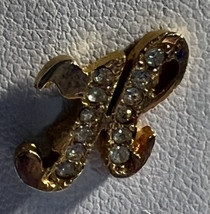 Jewelry Pin Unbranded Letter H Rhinestones Gold Tone Butterfly Clutch Cl... - £4.66 GBP