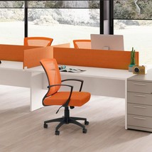 (Orange) Office Chair Mid Back Swivel Lumbar Support Desk Chair - £50.22 GBP