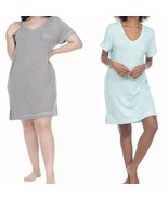 Honeydew ~ Size Large 2 Pack Jersey Sleep Shirts ~ Heather Gray/Moonfish... - £19.57 GBP