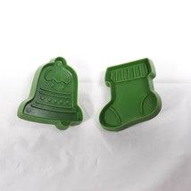 Bell and Stocking Green Plastic Christmas Cookie Cutter Hallmark - £12.96 GBP