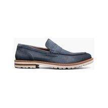 Stacy Adams Hopkins Moc Toe Penny Slip-On Shoes Navy Suede 25708-415 image 2