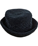 Scala Collection Black Knit Packable Cloche Rolled Brim Hat Collezione W... - $564.28 MXN