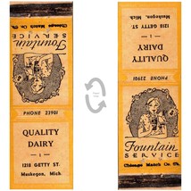 Vtg Matchbook Cover Quality Dairy Milk Bar Fountain Service Muskegon MI 1930s - £13.94 GBP