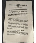 1936 Social Security Board Announcement - Security in Your Old Age 4 Page - £26.74 GBP