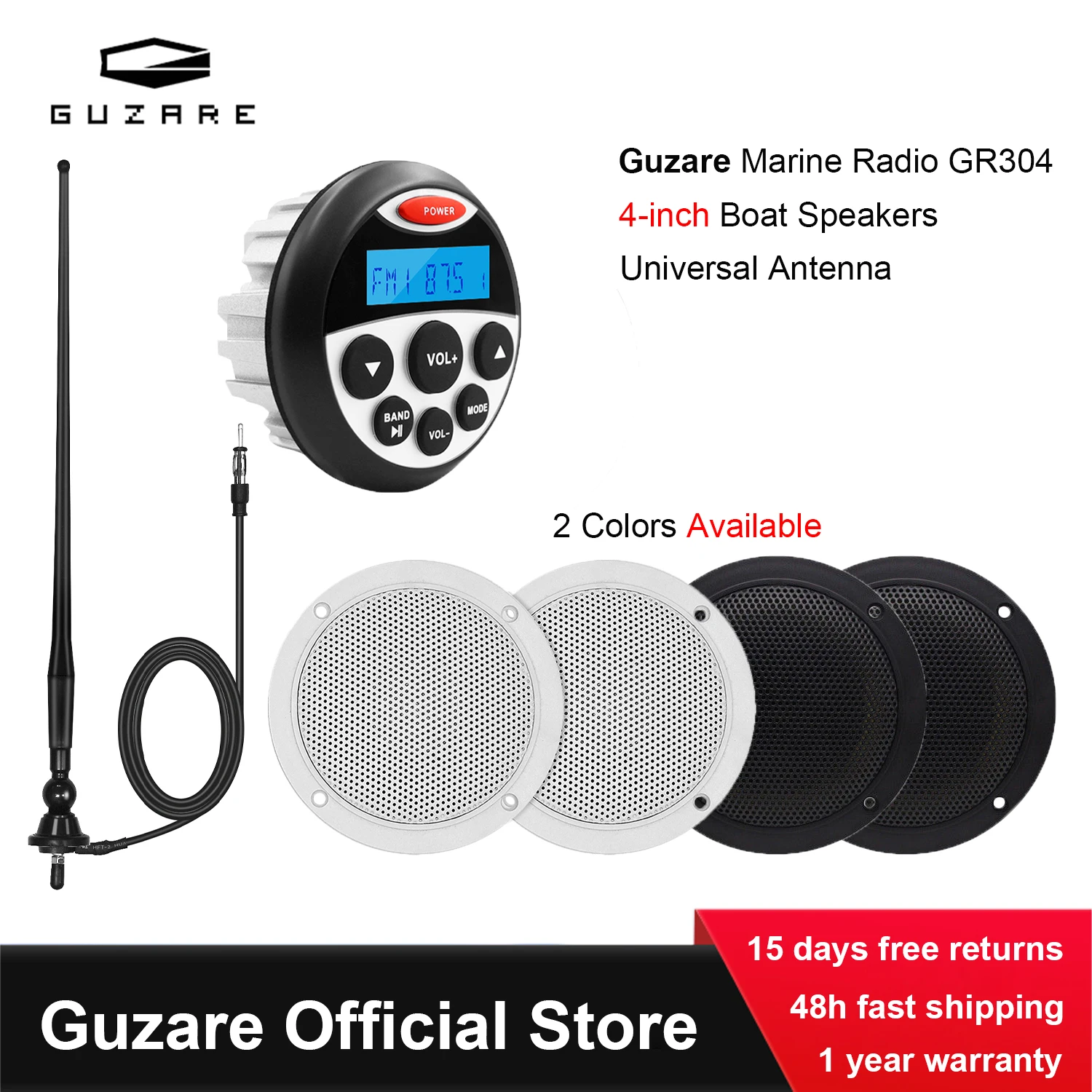 GUZARE Marine Stereo Radio Bluetooth Digital Media Receiver OR 4-inch Boat - £61.50 GBP+