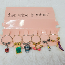 Lot of 6 Wine Glass Charms Drink Marker that wine is mine! Shoe Shopping Bag - £4.69 GBP