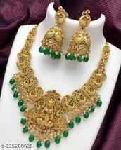 Indian Women Temple Necklace Set Gold Plated Fashion Jewelry Wedding Traditional - £28.01 GBP