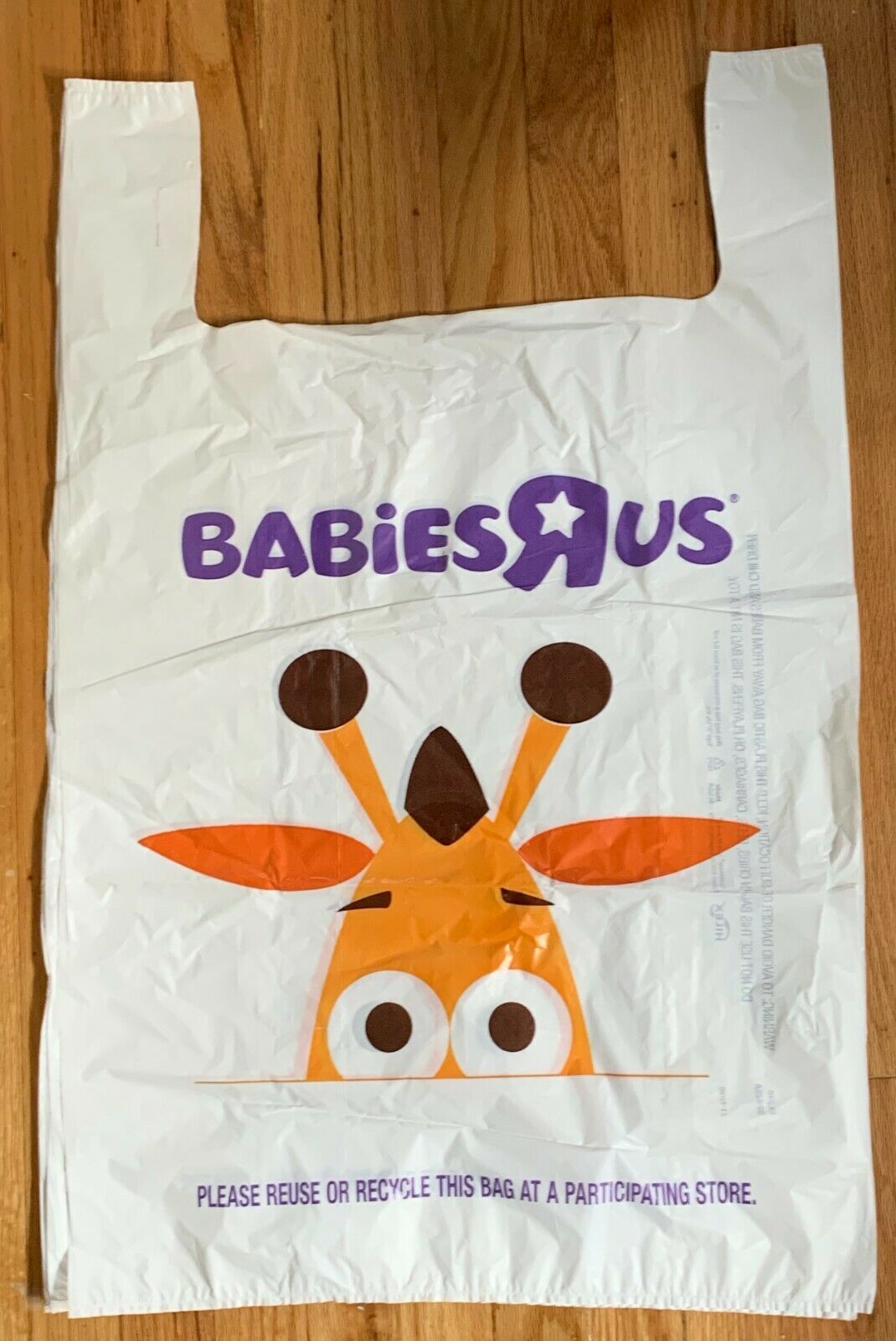 LOT OF 5 Geoffrey Babies R Us Plastic Shopping Bag LARGE White - 20 x 30... - $11.99