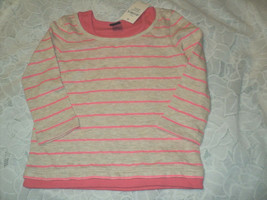 NEW Baby Gap Girls 12-18 Mos Top Tan-gray &amp; Pink Layered Look Long Sleeves - £8.01 GBP