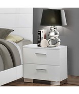 Dulcey White High Gloss 2-Drawer Nightstand | Modern Bedroom Furniture - $413.80 CAD