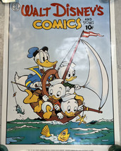 Vtg Walt Disney Comic Poster 1986 Donald Duck Sailboat Huey Dewey Louis Barks - £14.12 GBP