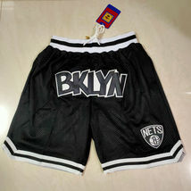 Brooklyn Nets Vintage St itched Basketball Shorts Black - £40.22 GBP