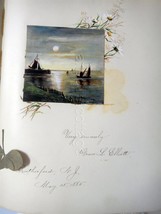 1879 Antique Autograph Album W Orig Art Hibernia Fl Charlie Turner Die Cuts - £179.83 GBP