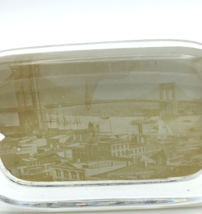 BROOKLYN BRIDGE c. 1920 vintage glass paperweight - NY city scape sepia tone - $35.00