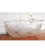 Von Maur Wedding Basket Etched Glass with Handle and Satin Embossed Rose... - £24.12 GBP
