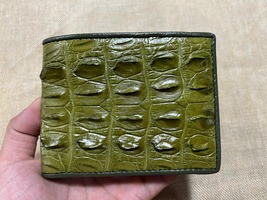 Genuine Moss Green Alligator Crocodile Skin Bifold Leather Men Wallets 027 - £34.60 GBP