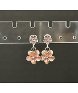 vintage earrings enamel flower rhinestone J163 - $143.79 MXN