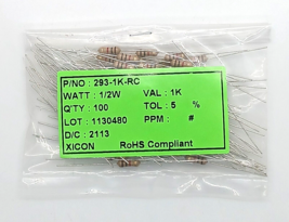 Xicon 293-1K-RC Metal Film Resistor 100 Pcs - $5.99