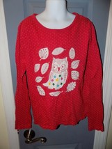 Mini Boden Red Owl Applique Polka Dot Shirt Long Sleeved Size 9/10Y Girl&#39;s EUC - £16.64 GBP