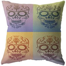 Omtheo Gifts Sugar Skull Pop Art Pillow - £18.62 GBP