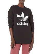 adidas Originals Women&#39;s Trefoil Crew Sweatshirt, Black/White FM3272 Siz... - $32.17